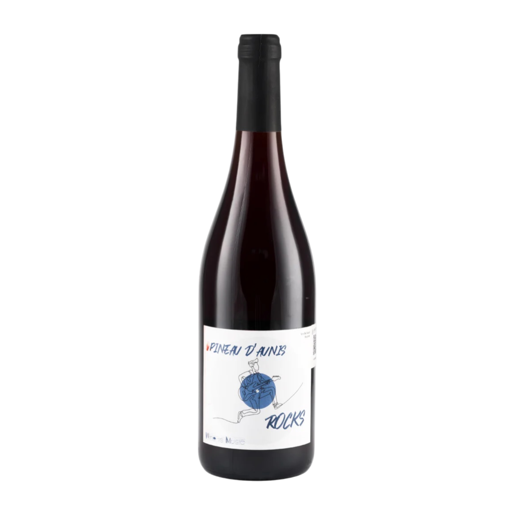 Botella de Wine Is Music Rock, vino tinto de Pineau D'Aunis de Francia