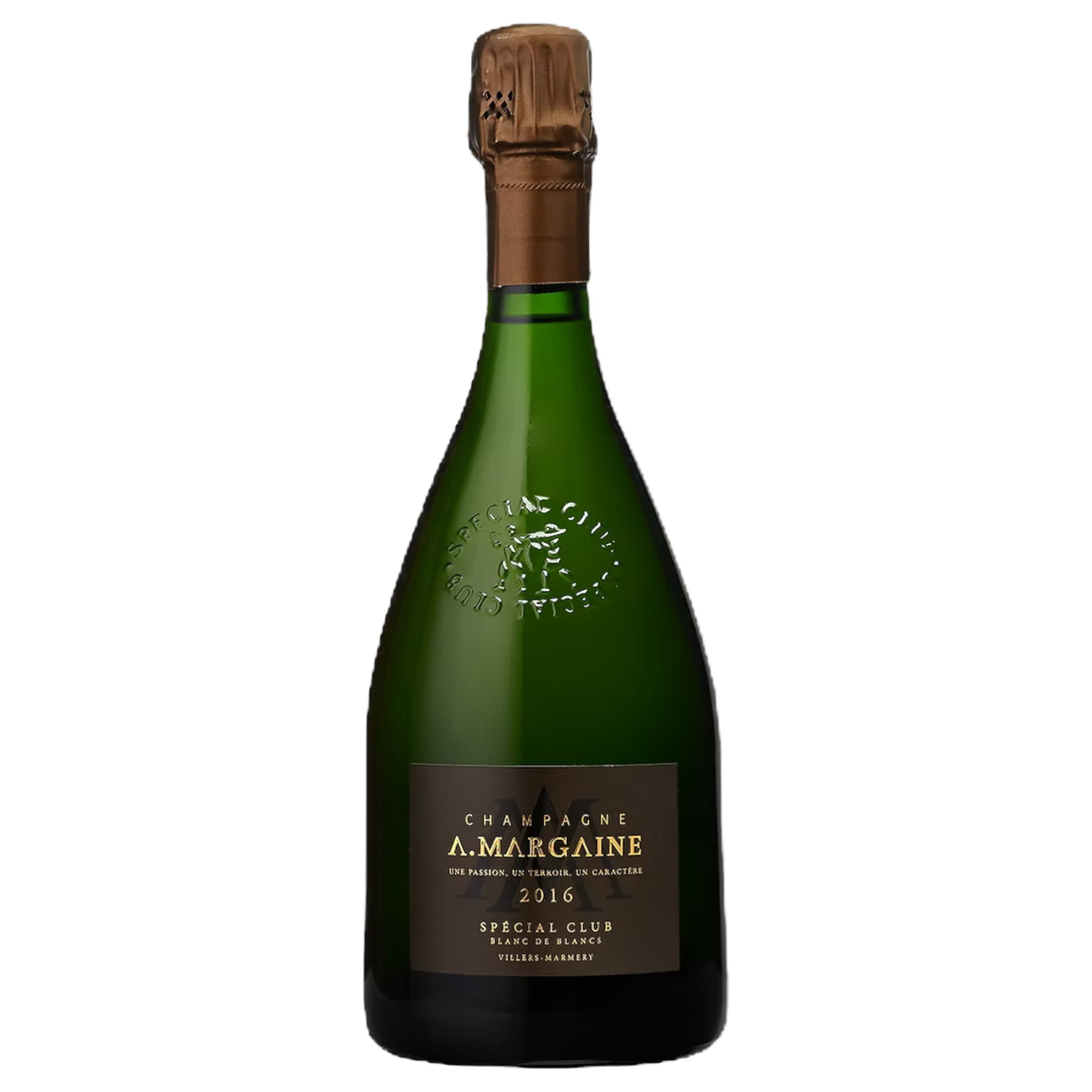 Botella de A. Margaine 2015 Special Club, vino espumoso de Champagne de Champagne, Francia