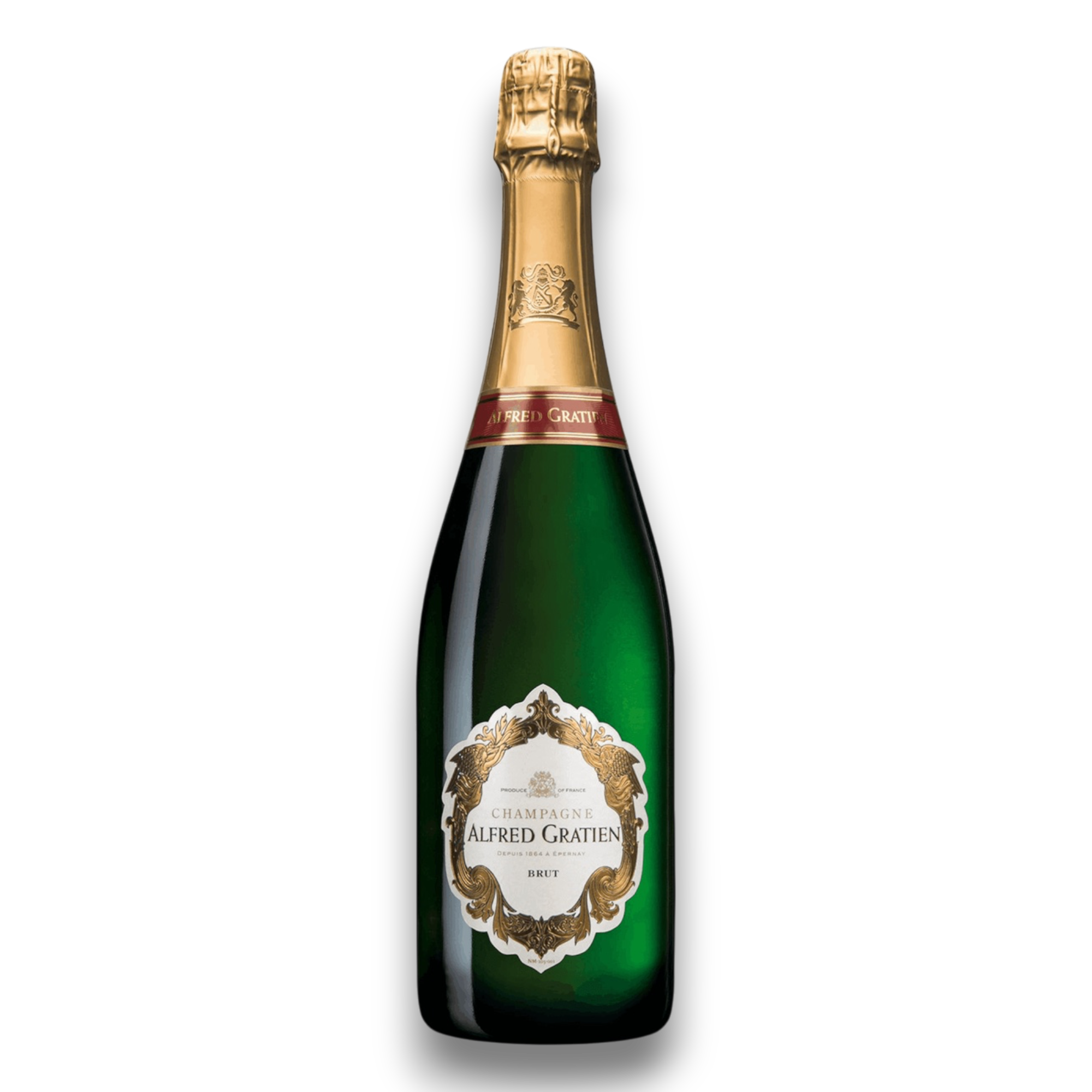Botella de Alfred Gratien Brut, vino espumoso de Champagne de Champagne, Francia