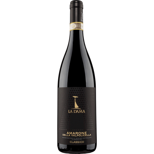 Botella de Amarone Della Valpolicella La Dama, vino tinto de Italia