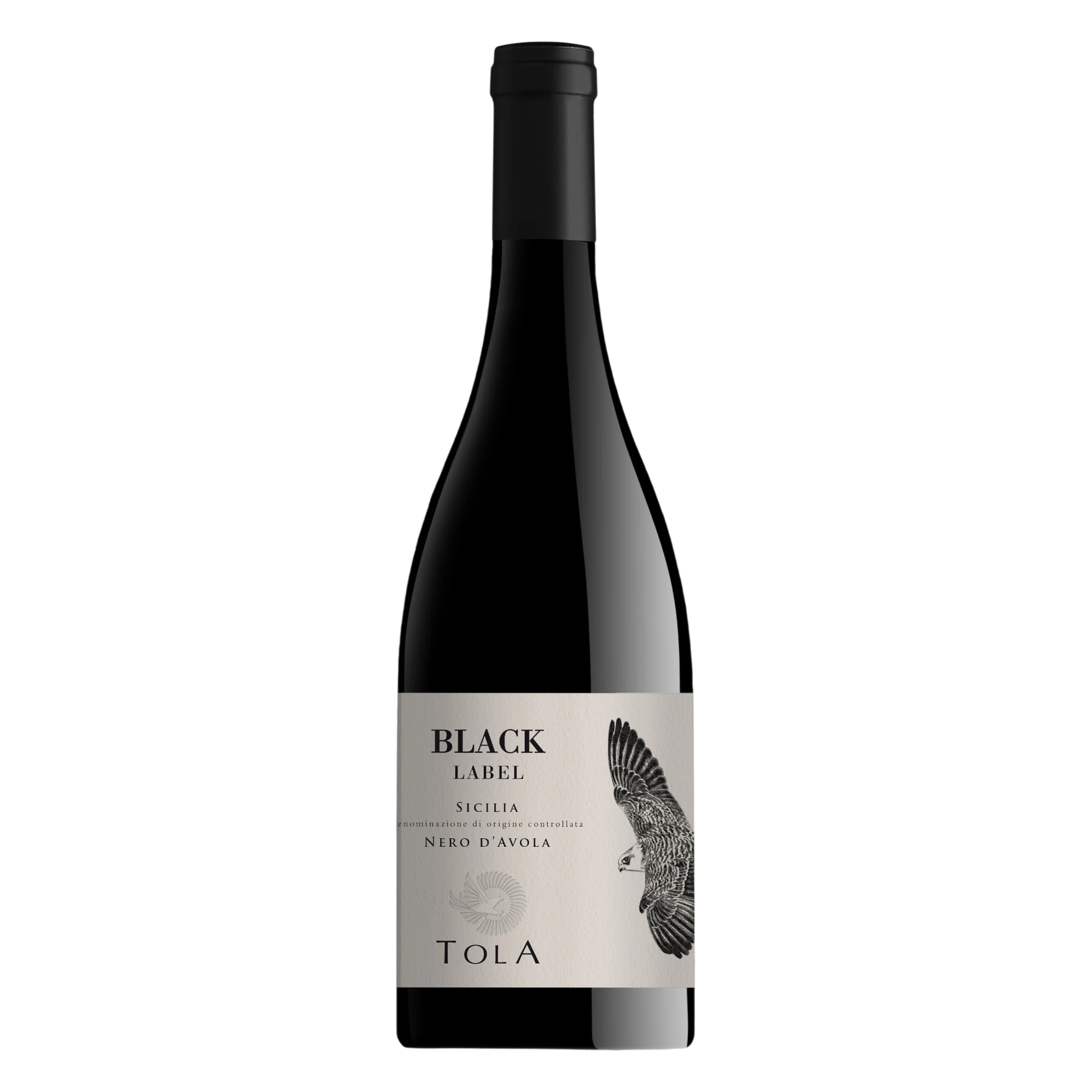 Botella de Tola Nero D'Avola Black Label, vino tinto de Nero d'Avola de Italia