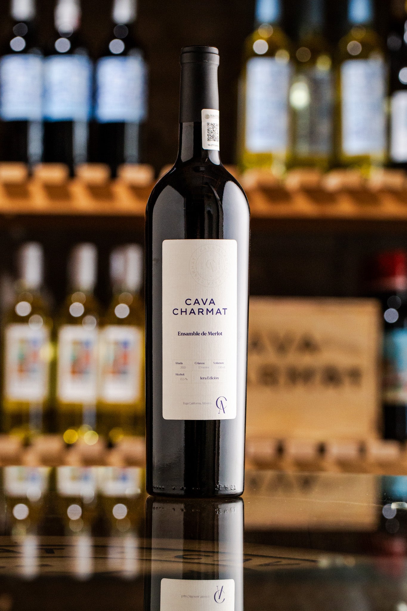 Botella de Cava Charmat Cabernet Sauvignon, vino tinto de Cabernet Sauvignon de Valle de Guadalupe, México