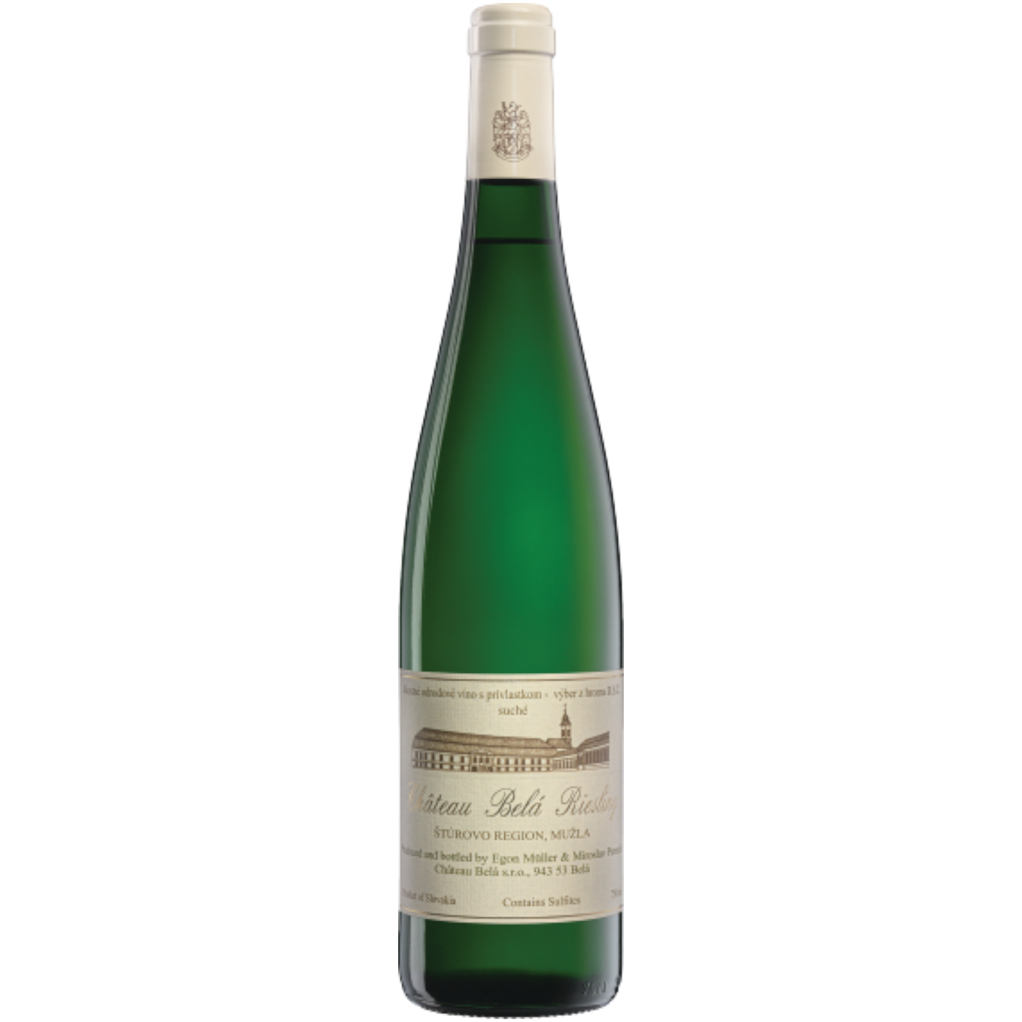 Botella de Château Belá Riesling, vino blanco de Riesling de Eslovaquia