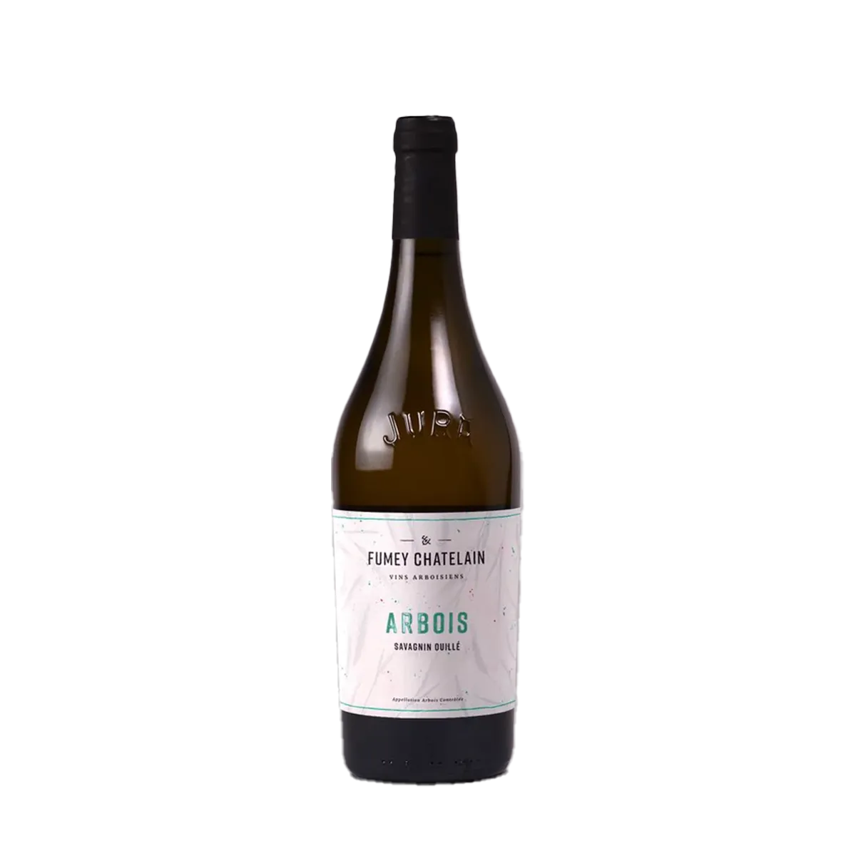 Botella de Fumey‑Chatelain Arbois Savagnin Ouillé, vino blanco de Francia