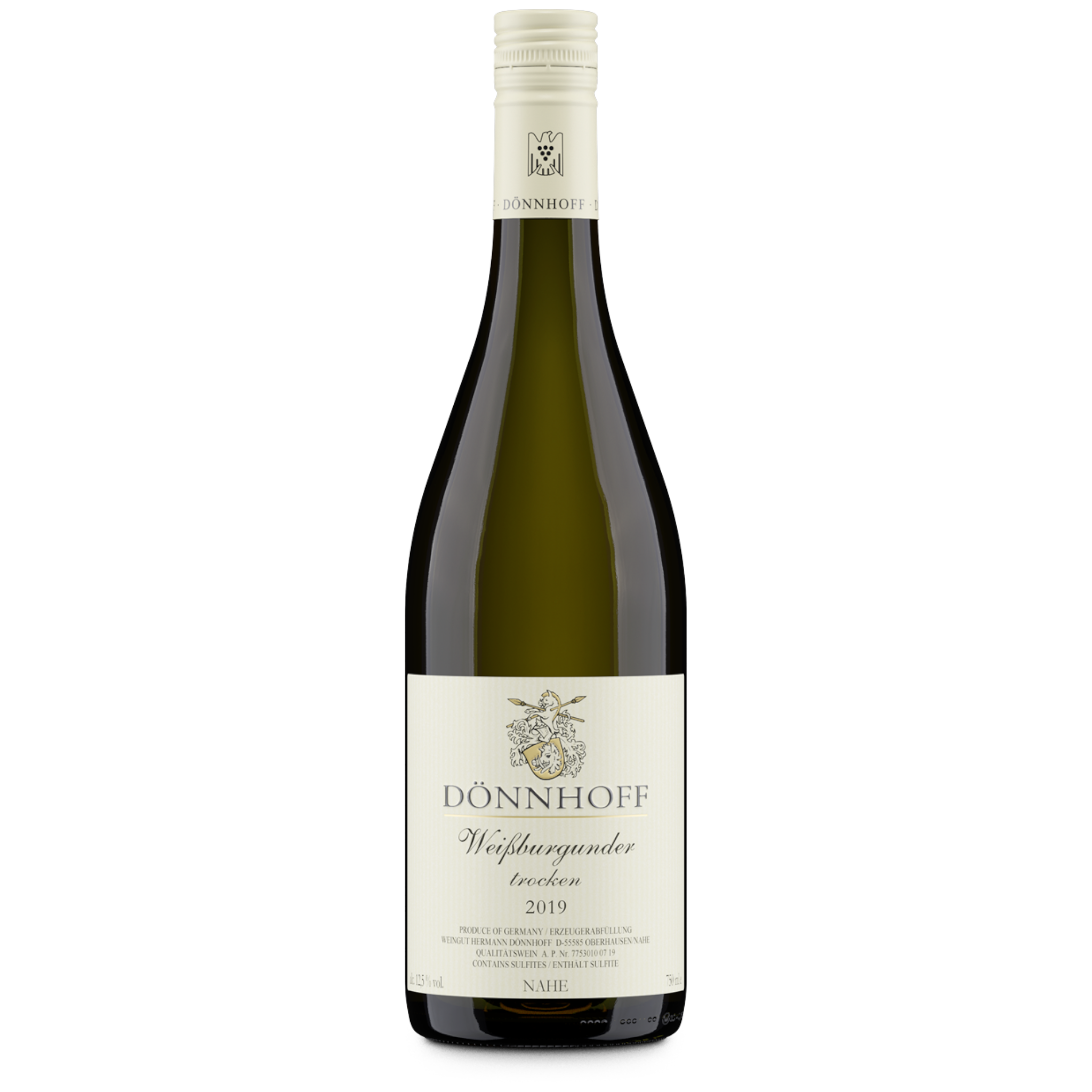 Botella de Dönnhoff Weissburgunder, vino blanco de Alemania