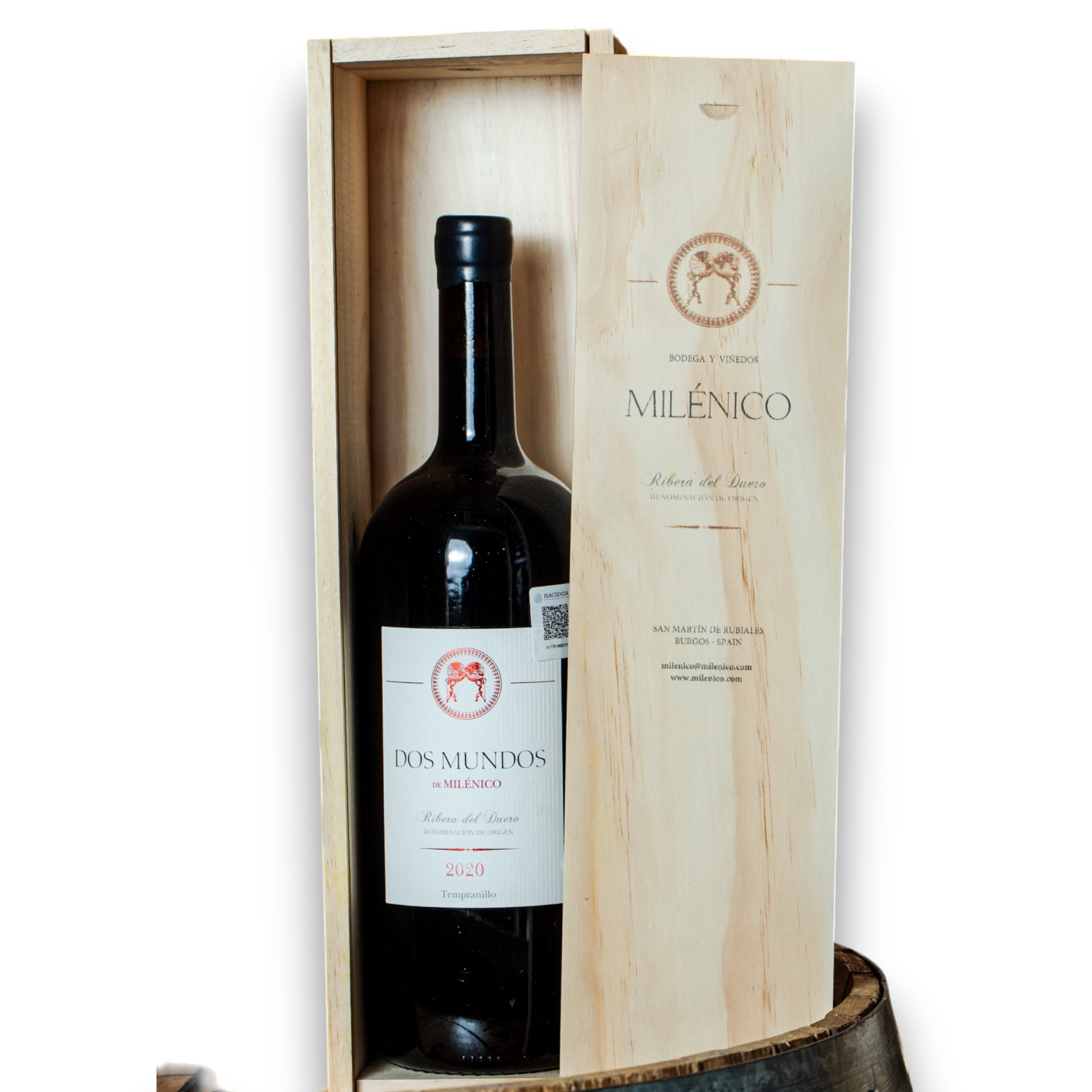 Botella de Dos Mundos Magnun, vino tinto de Tempranillo de Ribera del Duero, España