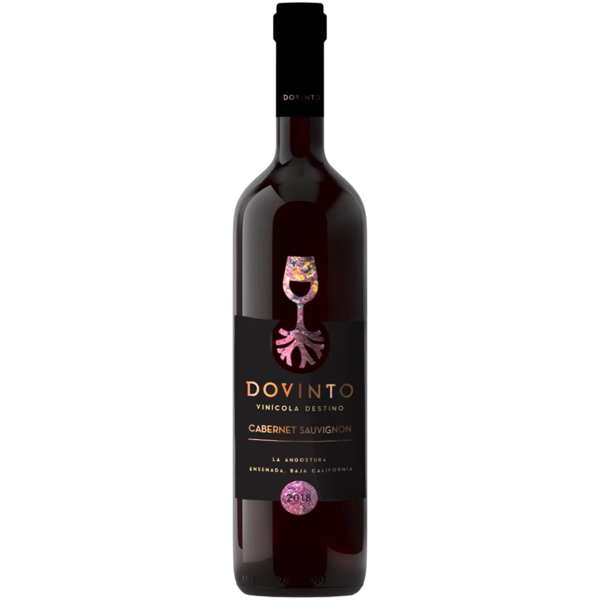 Botella de Dovinto Cabernet Sauvignon, vino tinto de Cabernet Sauvignon de Valle de Guadalupe, México