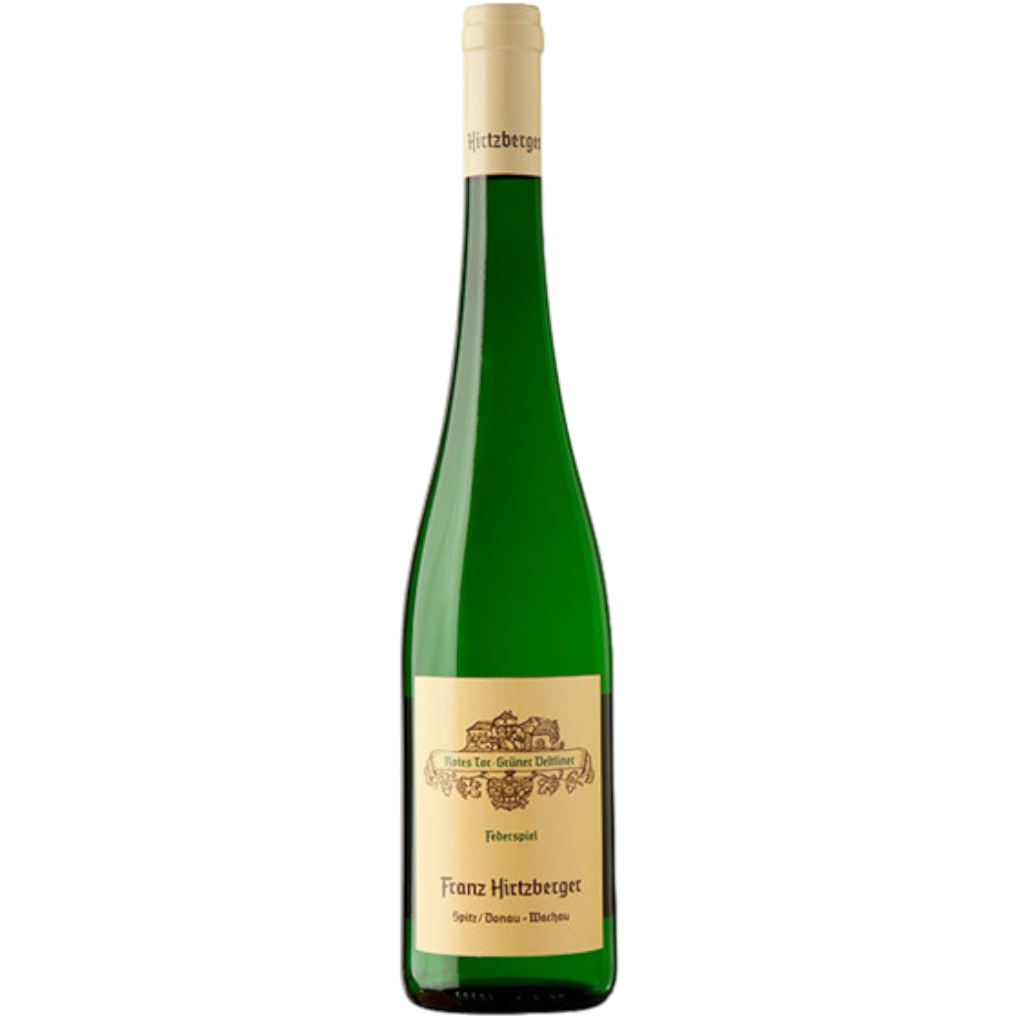 Botella de Franz Hirtzberger Grüner Veltliner, vino blanco de Wachau, Austria