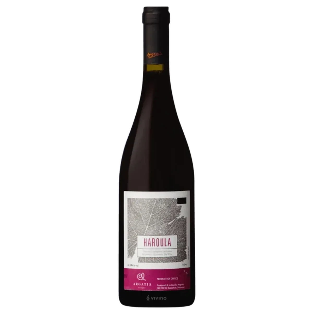 Botella de Haroula Argatia, vino tinto de Grecia