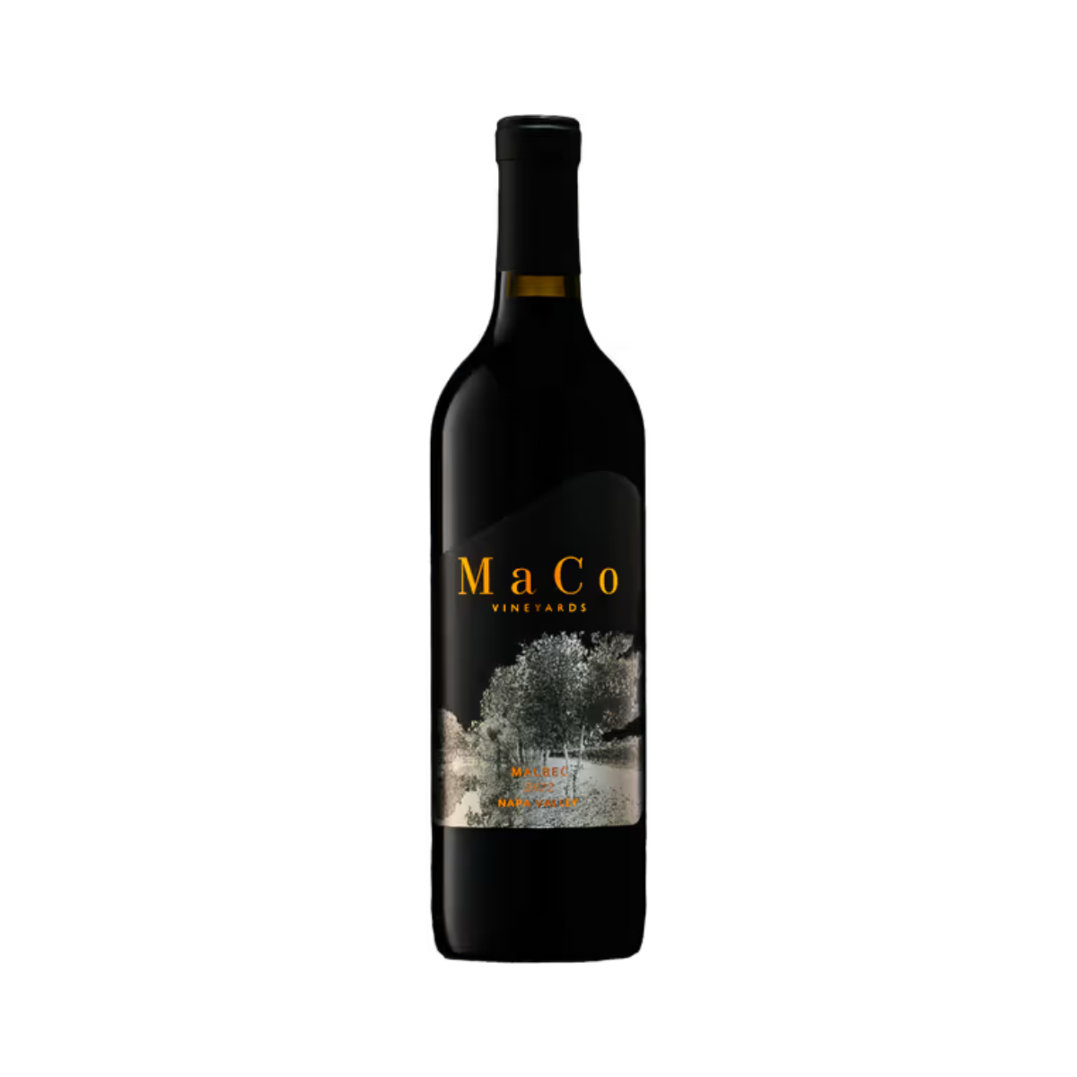 Botella de Maco Malbec, vino tinto de Malbec de Malbec, México