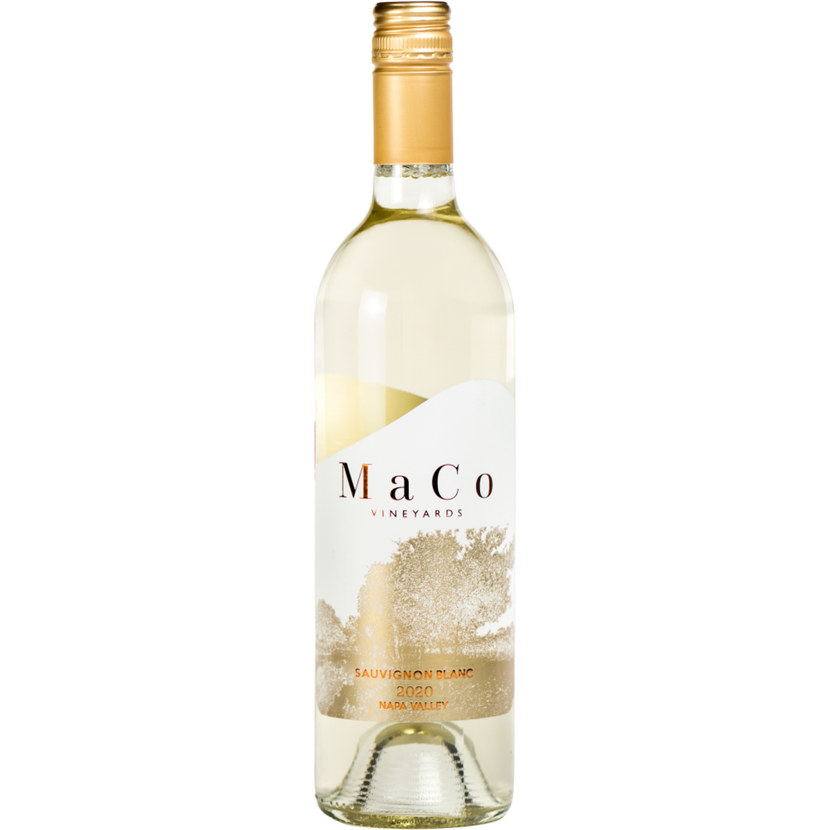 Botella de Maco Sauvignon Blanc, vino blanco de Sauvignon Blanc de Valle de Guadalupe, México
