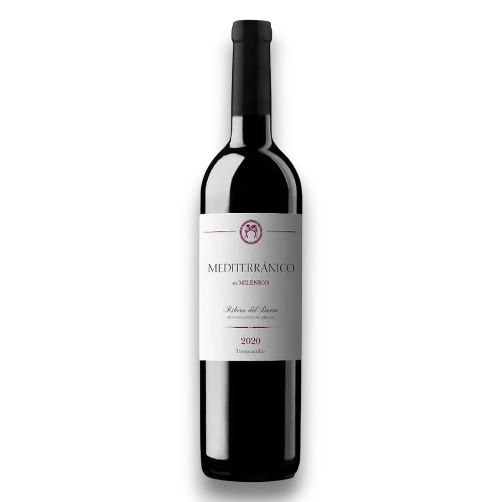 Botella de Mediterranico, vino tinto de España