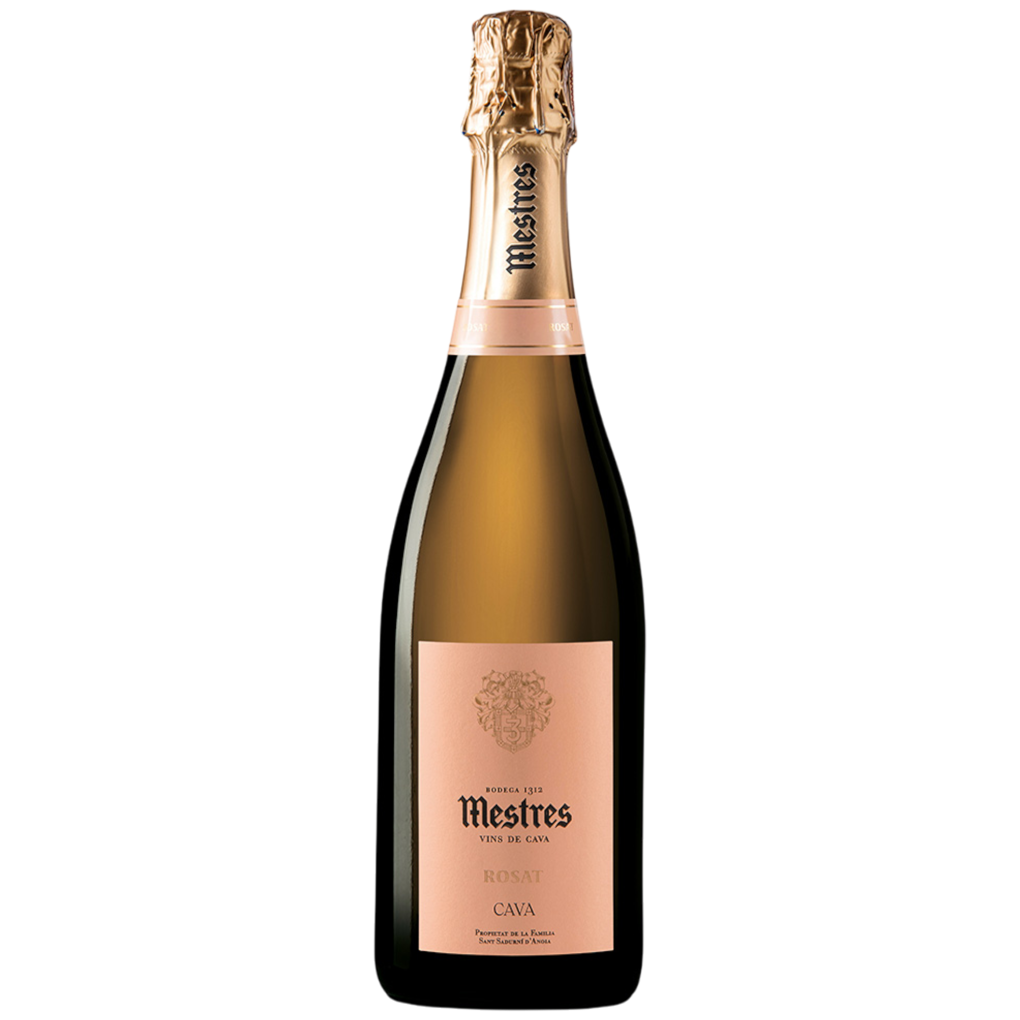 Botella de Mestres Rosat, vino espumoso de Cava de Cava, España