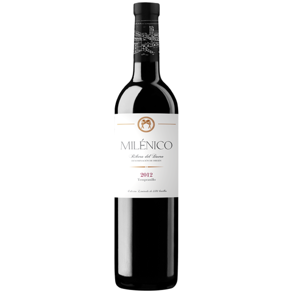 Botella de Milénico, vino tinto de Tempranillo de España