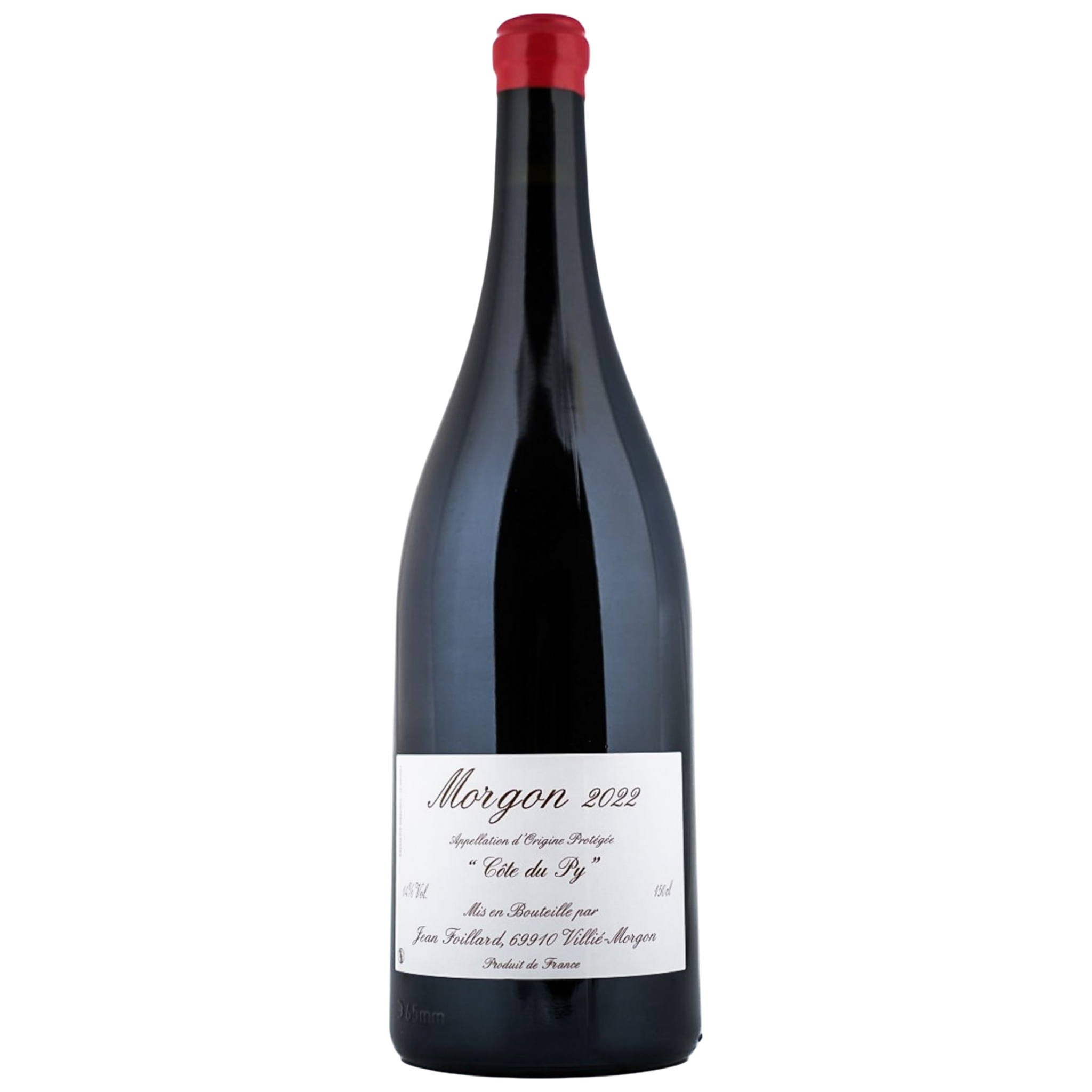 Botella de Morgon Cote du Py Magnum, vino tinto de Beaujolais, Francia