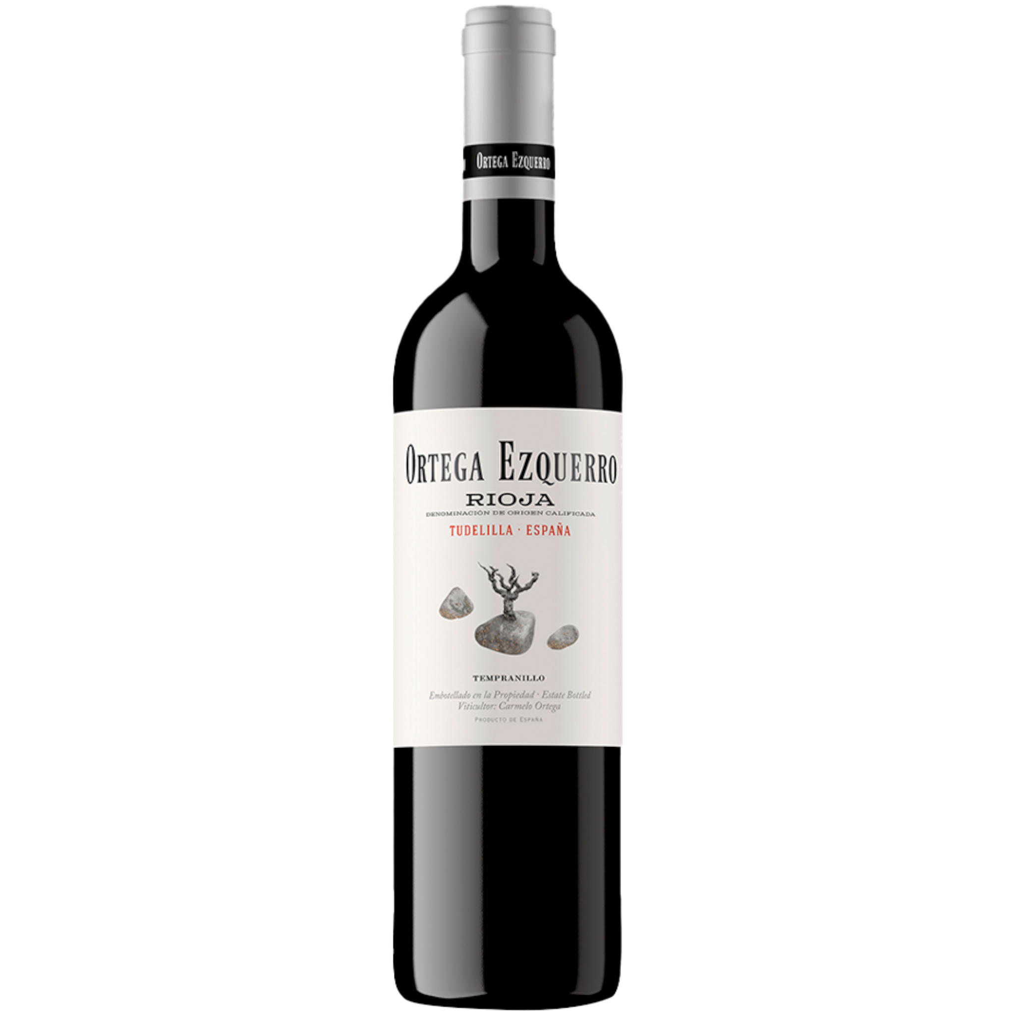 Botella de Ortega Ezquerro cosecha, vino tinto de Tempranillo de Rioja, España