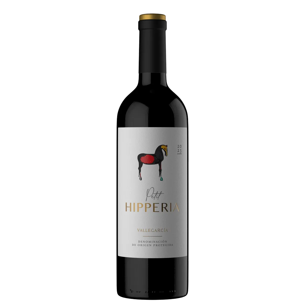 Botella de Petit Hiperia, vino tinto de España
