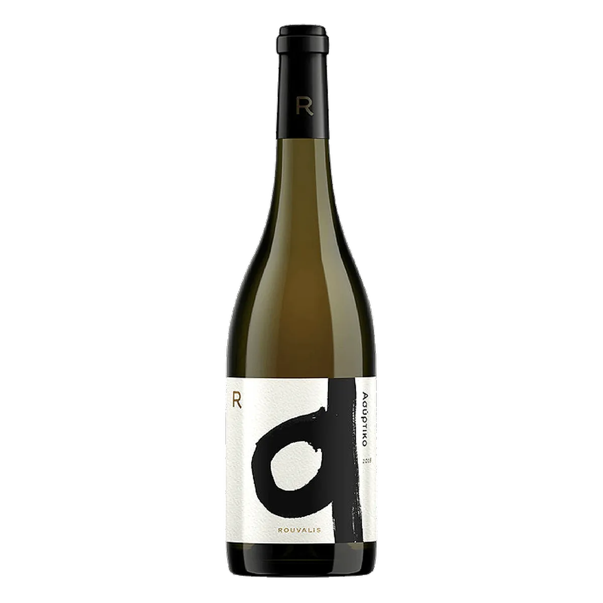 Botella de Rouvalis Assyrtiko, vino blanco de Assyrtiko de Grecia
