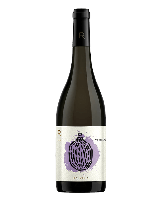 Botella de Rouvalis Tsigello, vino tinto de Grecia