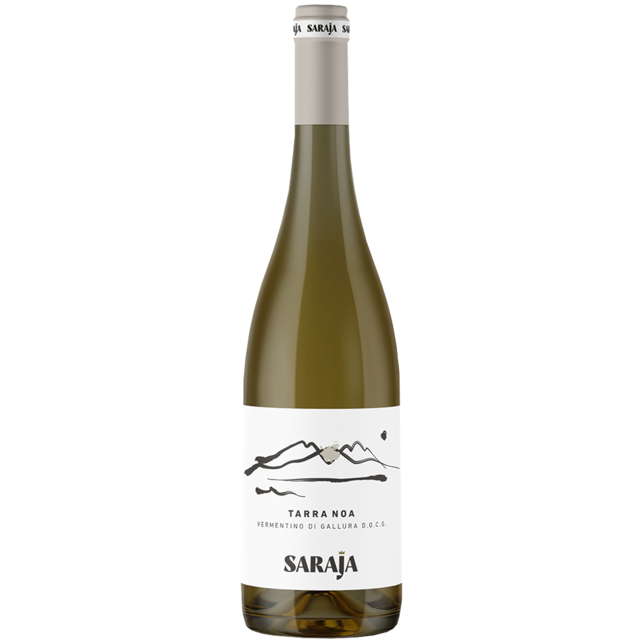 Botella de Saraja Tarra Noa Vermentino, vino blanco de Italia