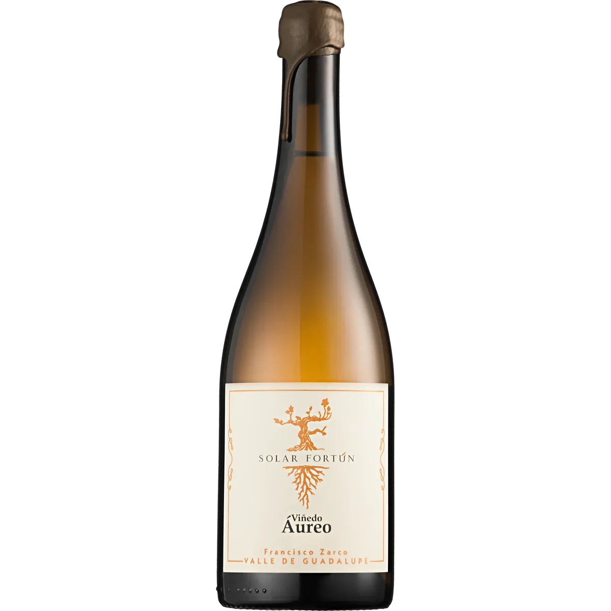 Botella de Solar Fortún Aureo, vino blanco de España