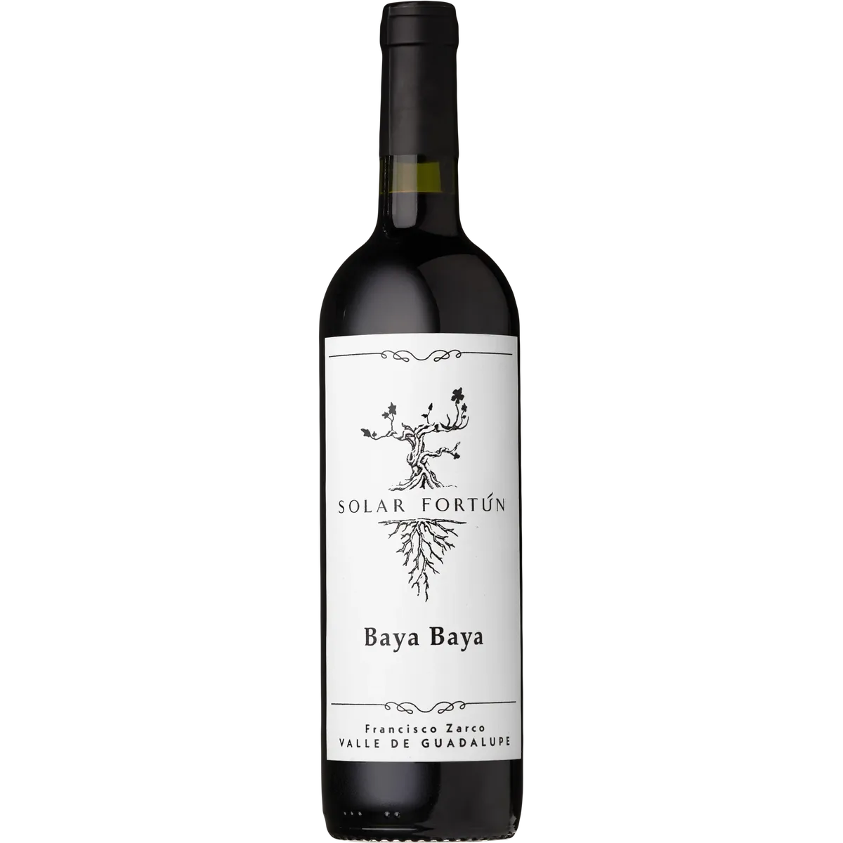 Botella de Solar Fortún Baya Baya, vino tinto de España