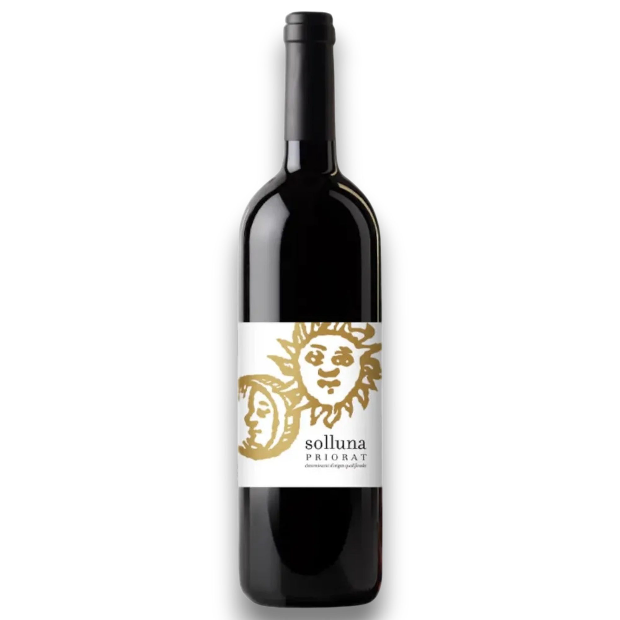 Botella de Solluna, vino tinto de España