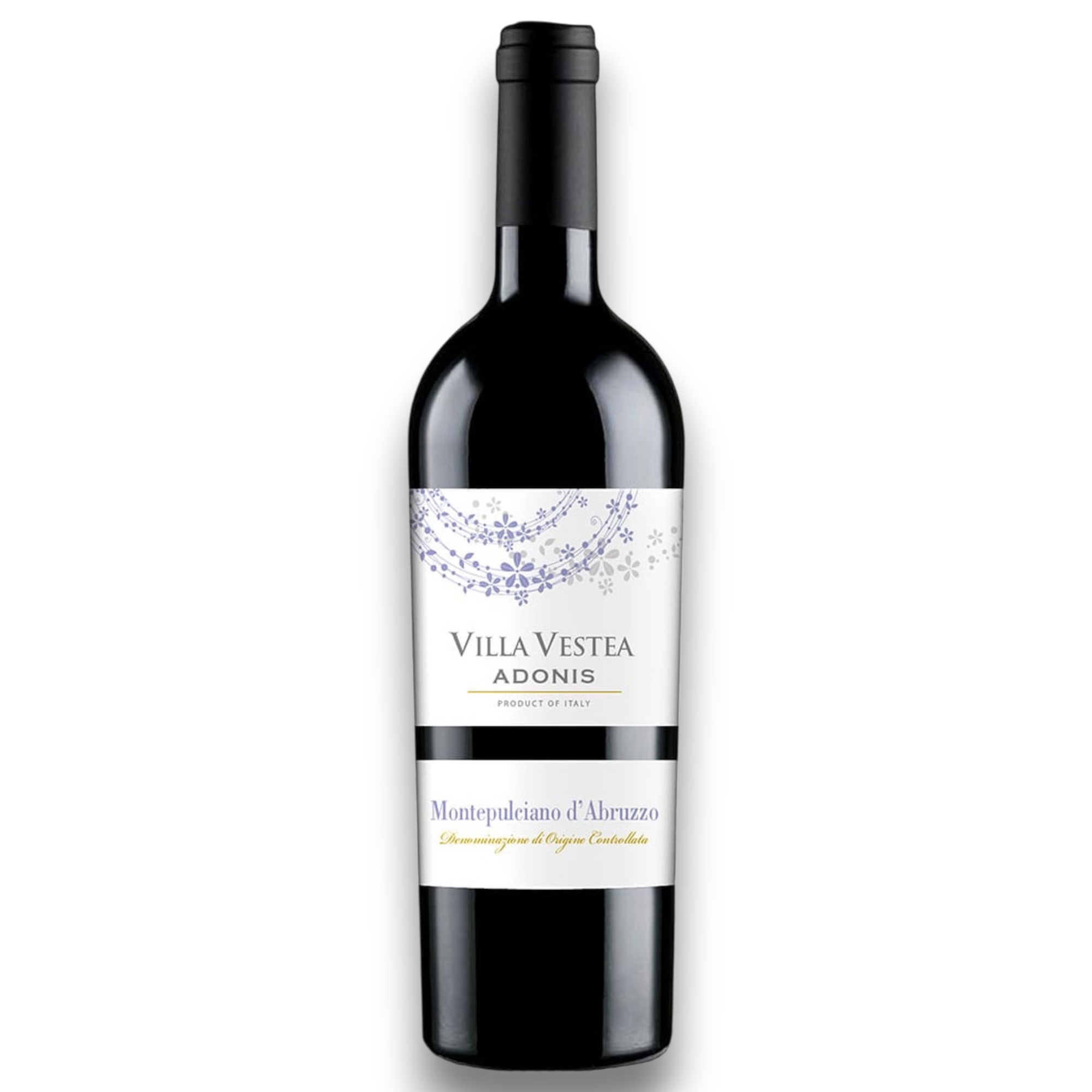 Botella de Villa Vestea Adonis Montepulciano D'Abruzzo, vino tinto de Montepulciano de Italia