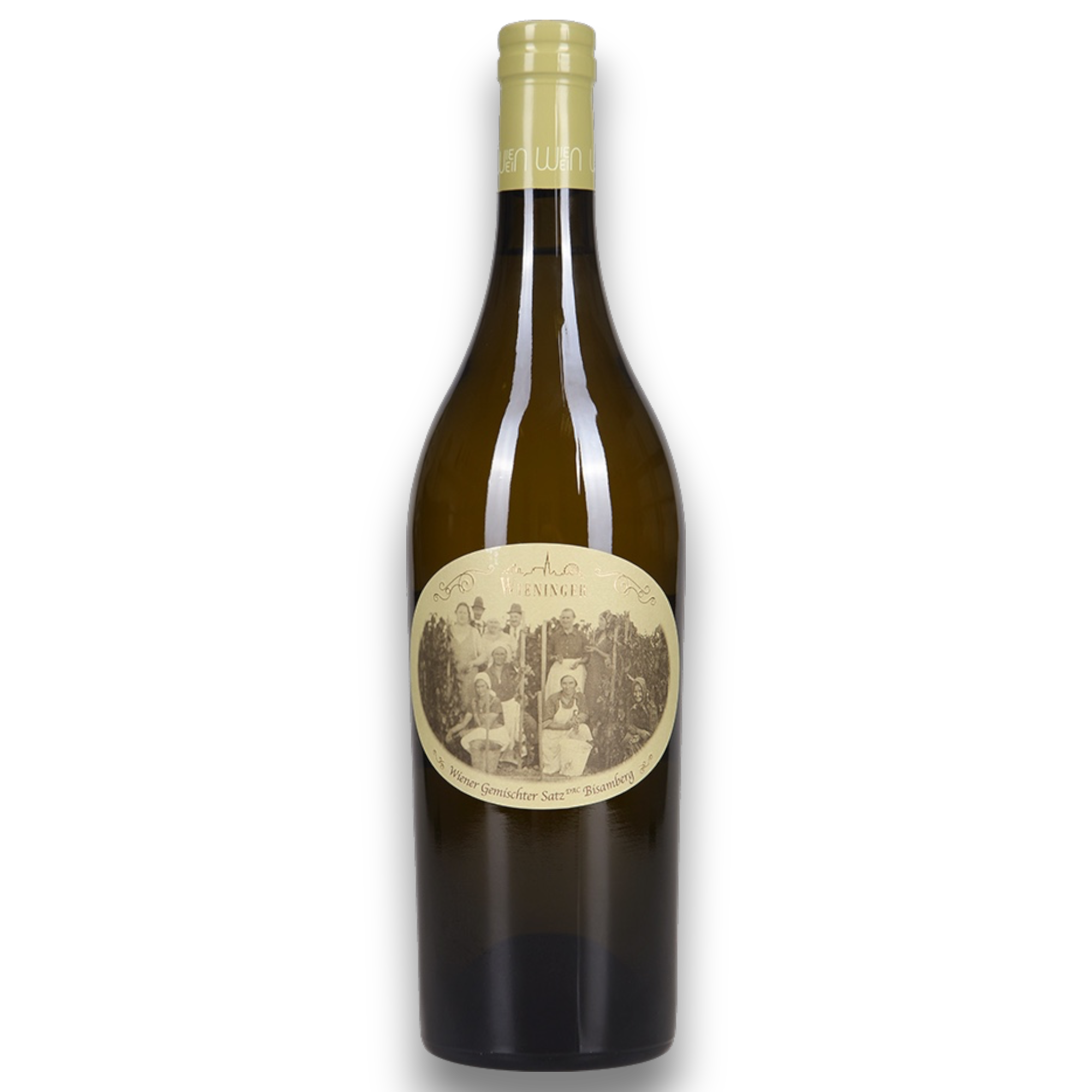 Botella de Wieninger Gemischter Bisamberger, vino blanco de Austria