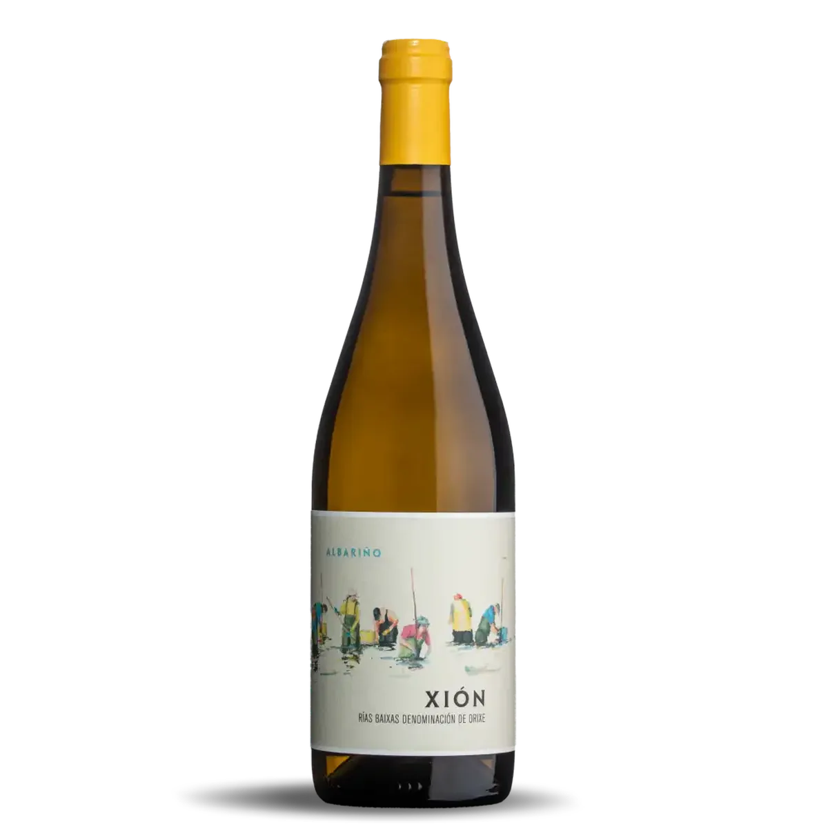Botella de Xión Albariño, vino blanco de Albariño de Galicia, España