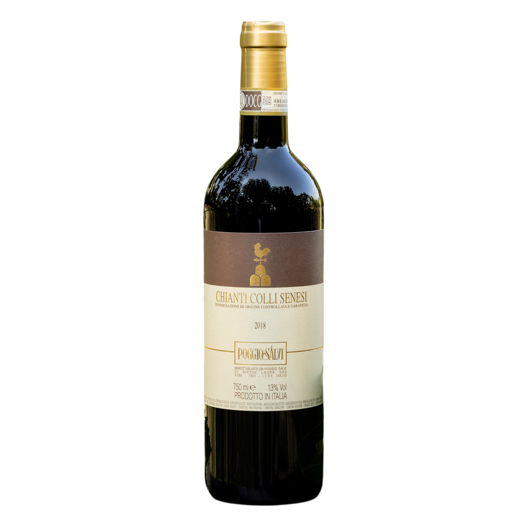 Botella de Chianti Colli Senesi Poggio Salvi, vino tinto de Sangiovese de Toscana, Italia