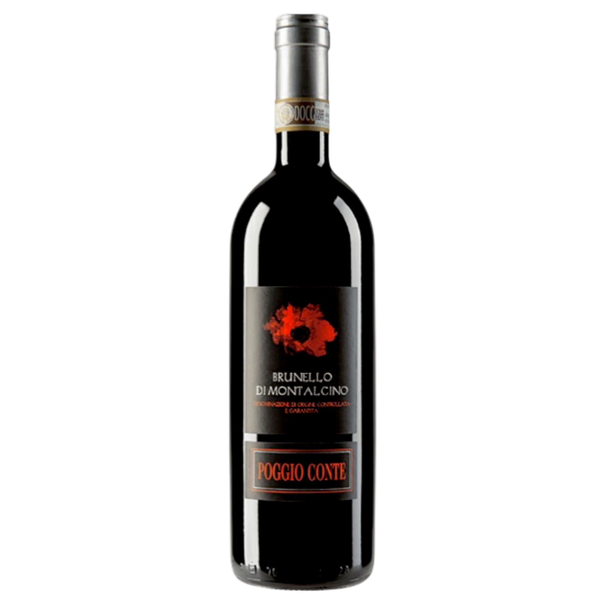 Botella de Brunello Di Montalcino Poggio Conte, vino tinto de Sangiovese de Brunello, Italia