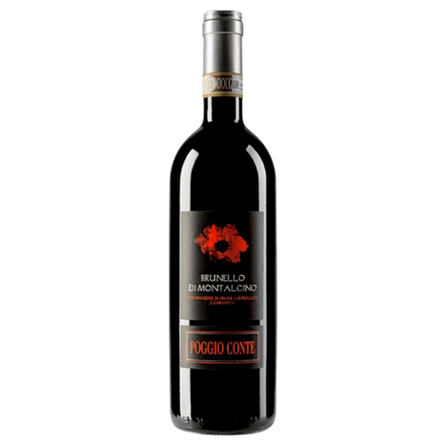 Botella de Brunello Di Montalcino Poggio Conte, vino tinto de Sangiovese de Brunello, Italia