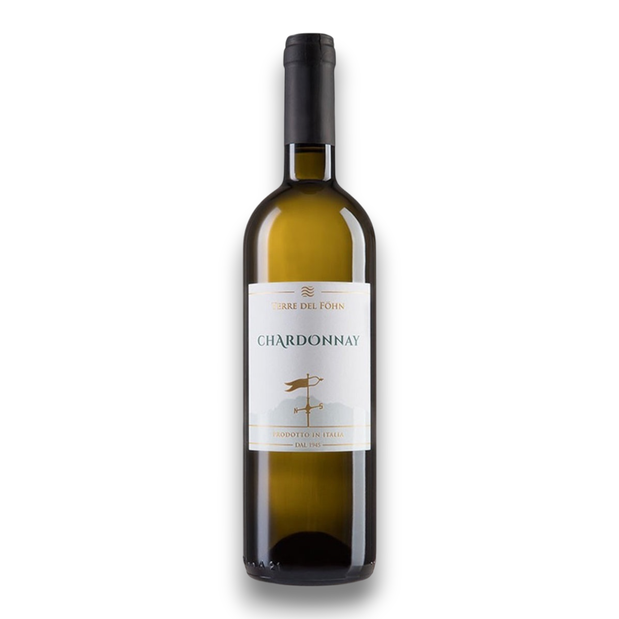 Botella de Terre Del Föhn Chardonnay, vino blanco de Chardonnay de Italia