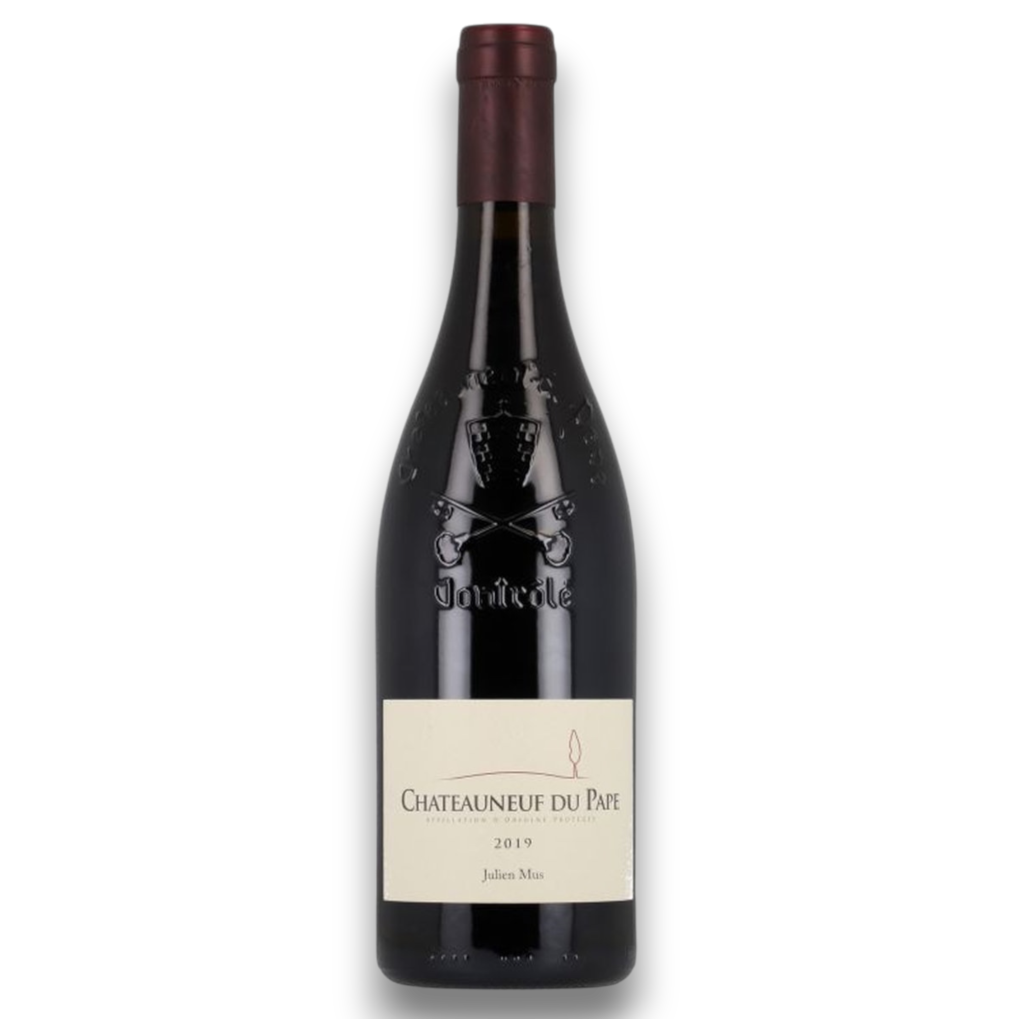 Botella de Châteauneuf-Du-Pape Rouge "Font De Crau" 2017, vino tinto de Grenache de Francia
