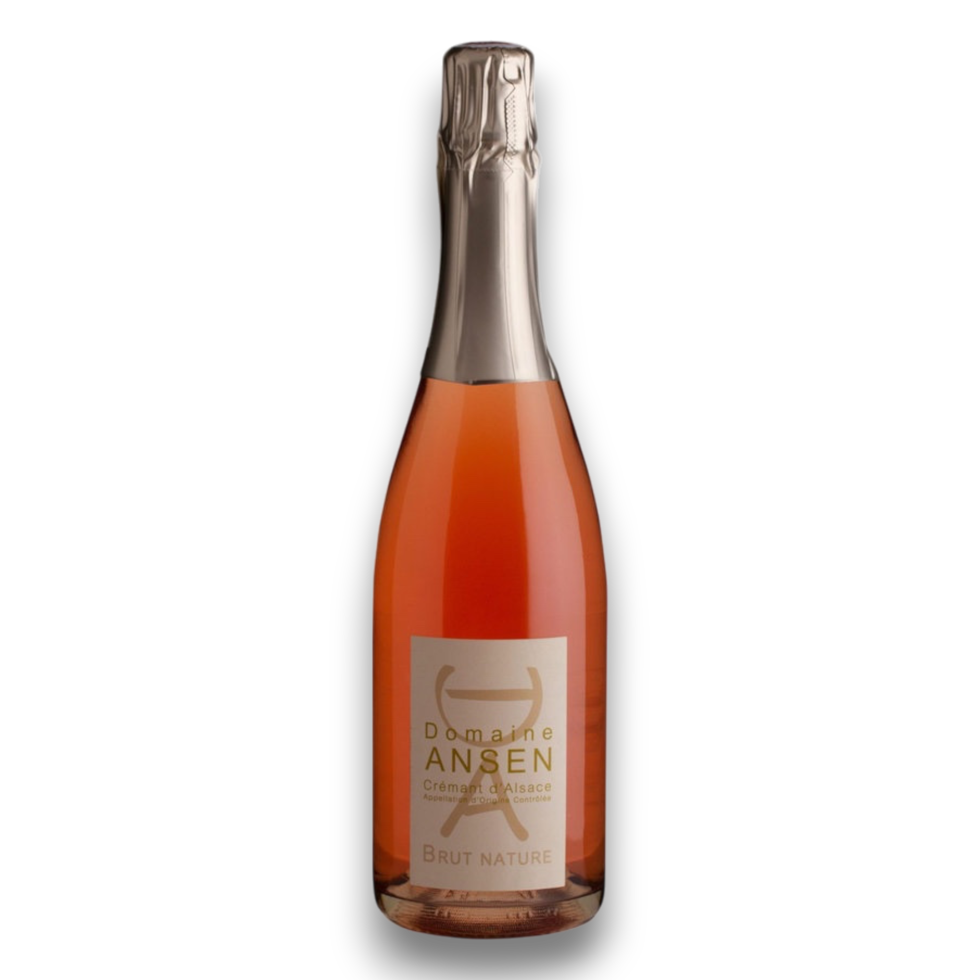 Botella de Crémant D'Alsace Domaine Ansen Rosé Extra Brut, vino espumoso de Chardonnay de Alsacia, Francia