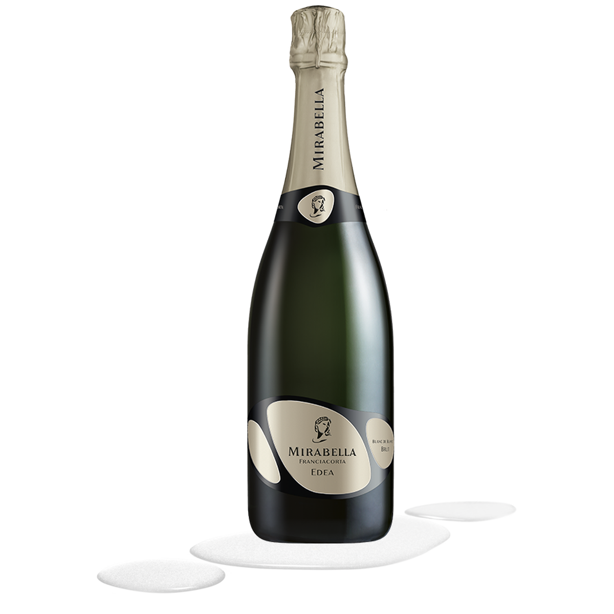 Botella de Mirabella Franciacorta Brut, vino espumoso de Chardonnay de Italia