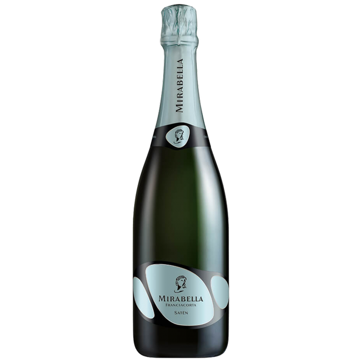 Botella de Mirabella Franciacorta Satèn, vino espumoso de Italia