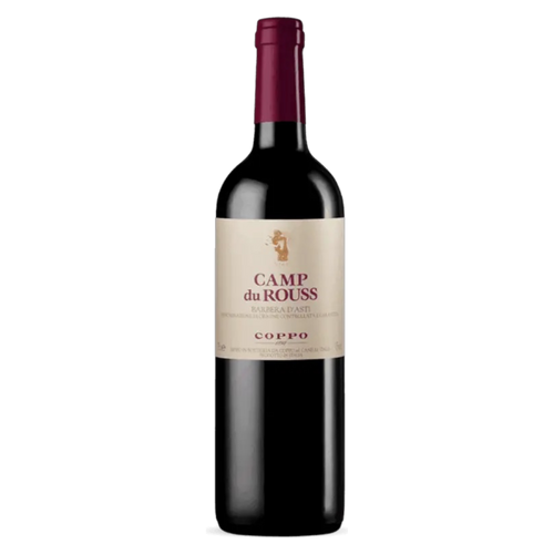 Botella de Barbera d'Asti 2020 Camp du Rouss, vino tinto de Barbera de Italia