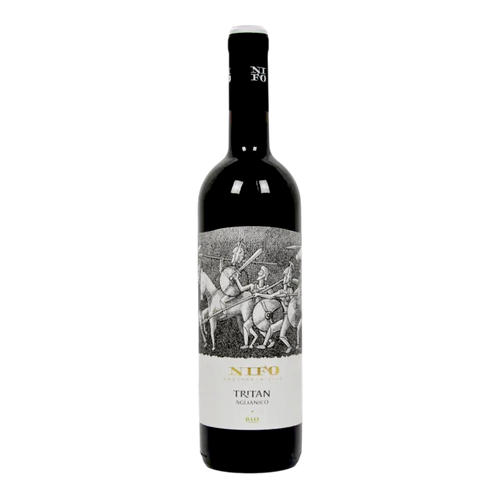 Botella de Aglianico Tritan, vino tinto de Italia