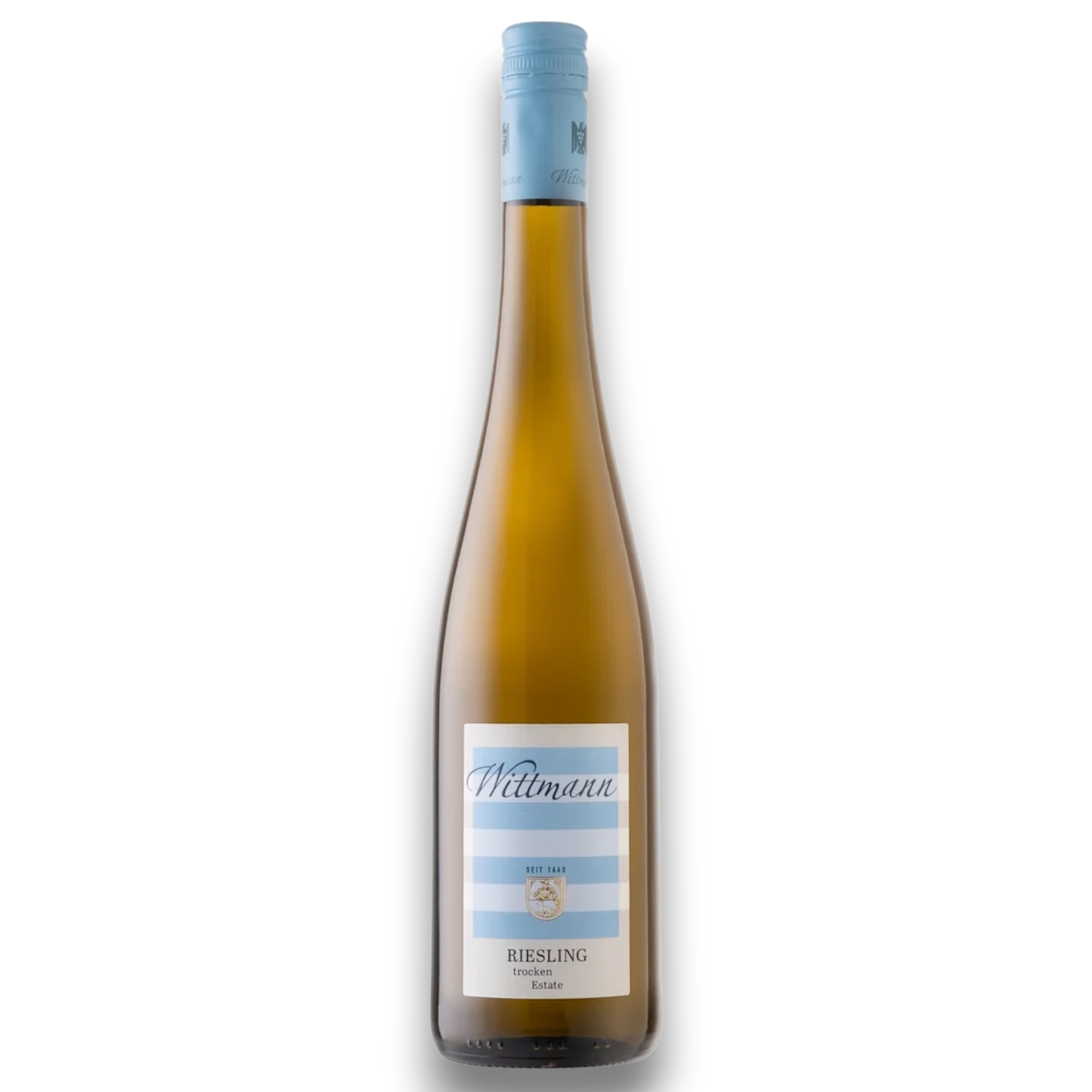Botella de Riesling Trocken Wittmann, vino blanco de Riesling de Alemania